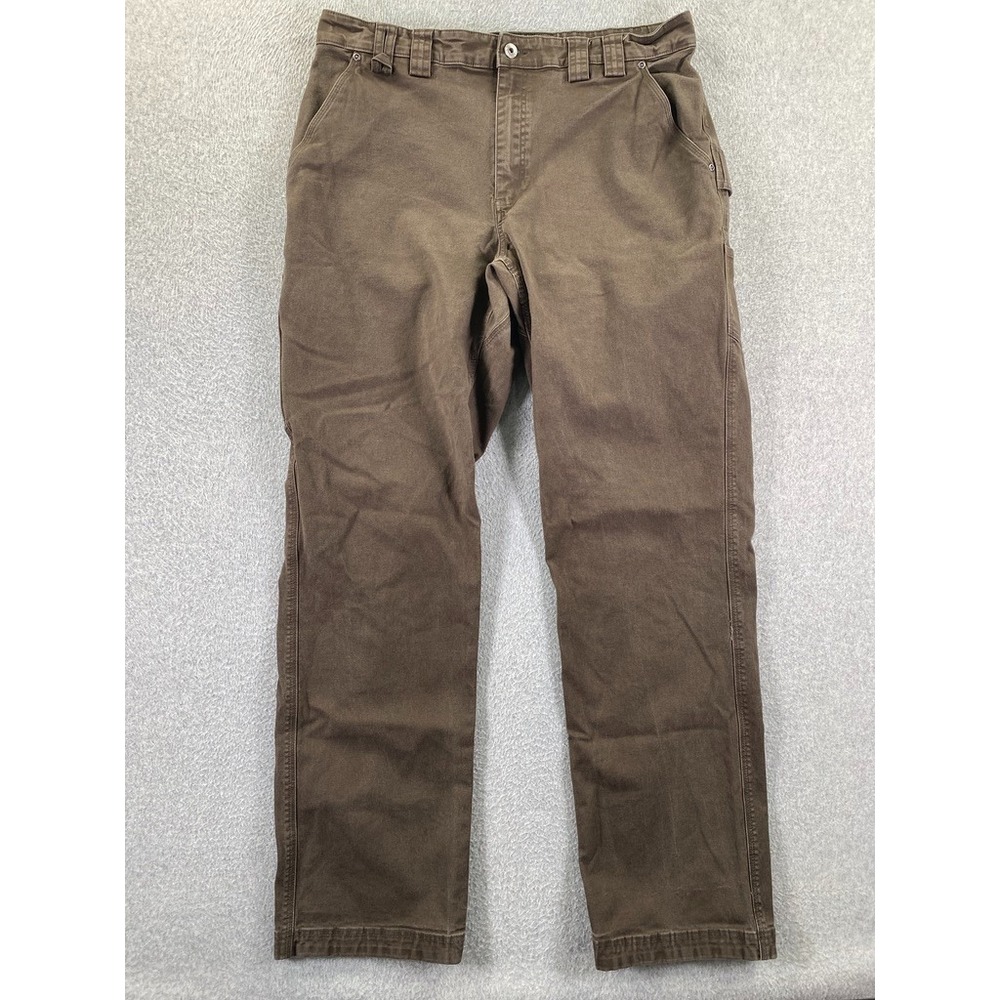 Duluth Flex Fire Hose Pants 38x36 (Fits 36x34) Relaxed Fit Brown Canvas Utility